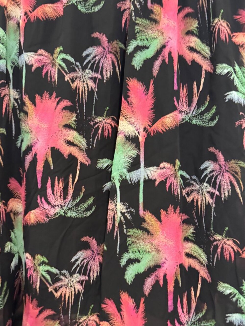 LuLaRoe Womens Palm Tree Print Black Elastic Waist Flowy Midi Skirt Size L - Picture 7 of 7
